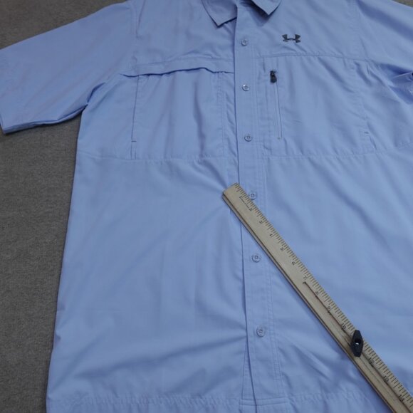 Under Armour Shirt Medium Blue Button Front Vented - Picture 9 of 9